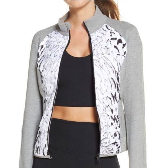 Blanc Noir Vector Thin Down Jacket White Grey Heather Sz L - Picture 1 of 7